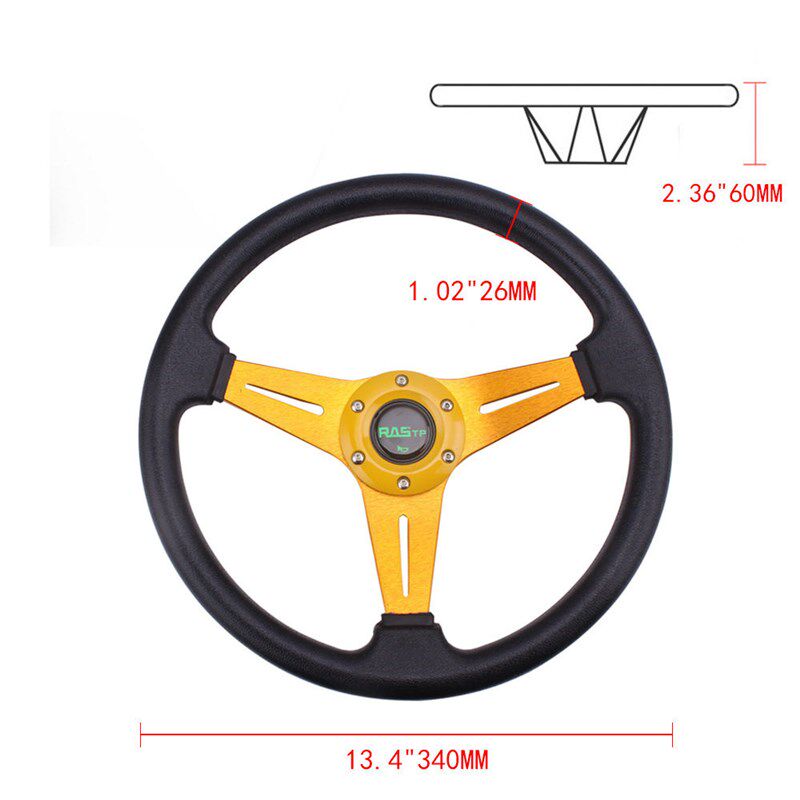 汽车改装PU方向盘竞技游戏卡丁车方向盘赛车转向R盘14寸350mm