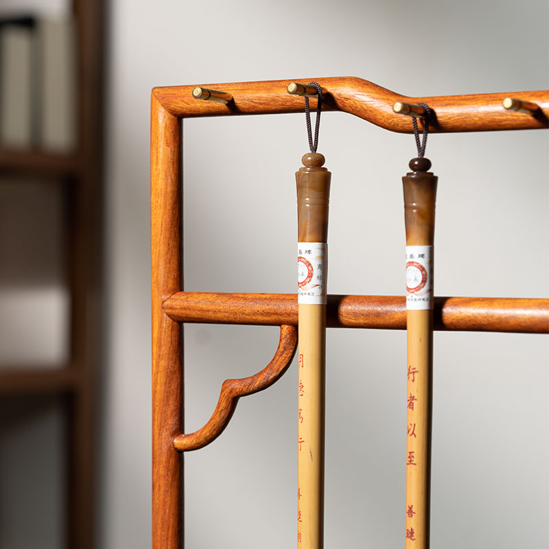 速发善琏湖笔 毛笔架笔挂抽屉收纳盒文房四宝创意花梨.木复古挂毛