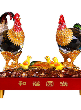 水晶摆件工艺品家居饰品鸡生肖琉璃客G厅开运招财玻璃珐琅彩鸡摆