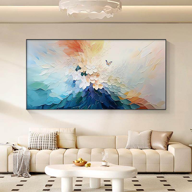 重彩意境中古风蝴蝶挂画层次感客厅装饰画抽象肌T理轻奢高级感壁,家居饰品,现代装饰画,淘宝优惠券,粉丝福利购,淘宝优惠卷