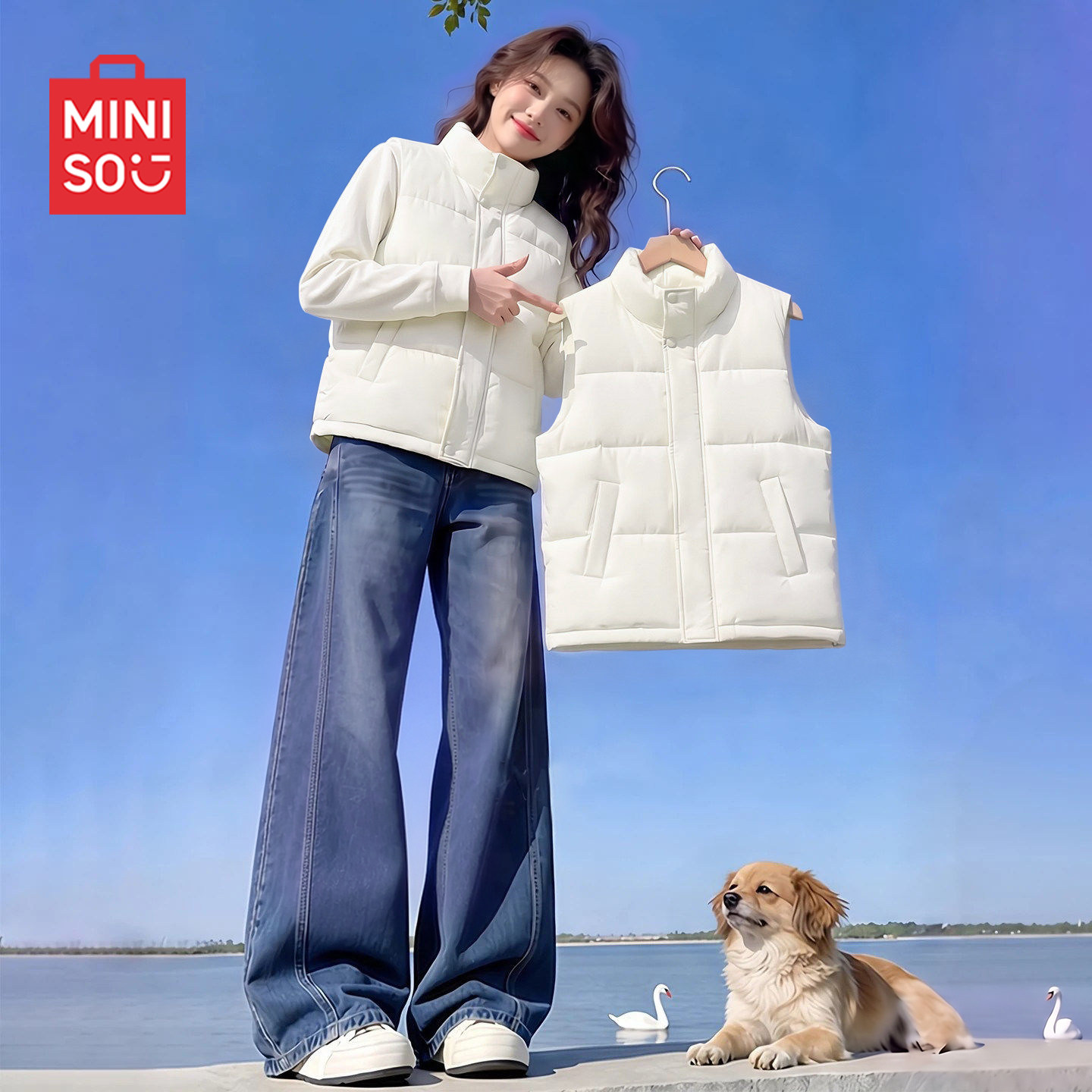 名创优品叠穿马甲女2026新款秋冬款夹棉轻薄款外套无袖坎肩背心D