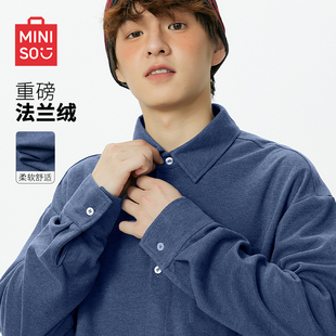 衬衫 MINISO 休闲青少年法兰绒长袖 美式 名创优品衬衣男2026早春款