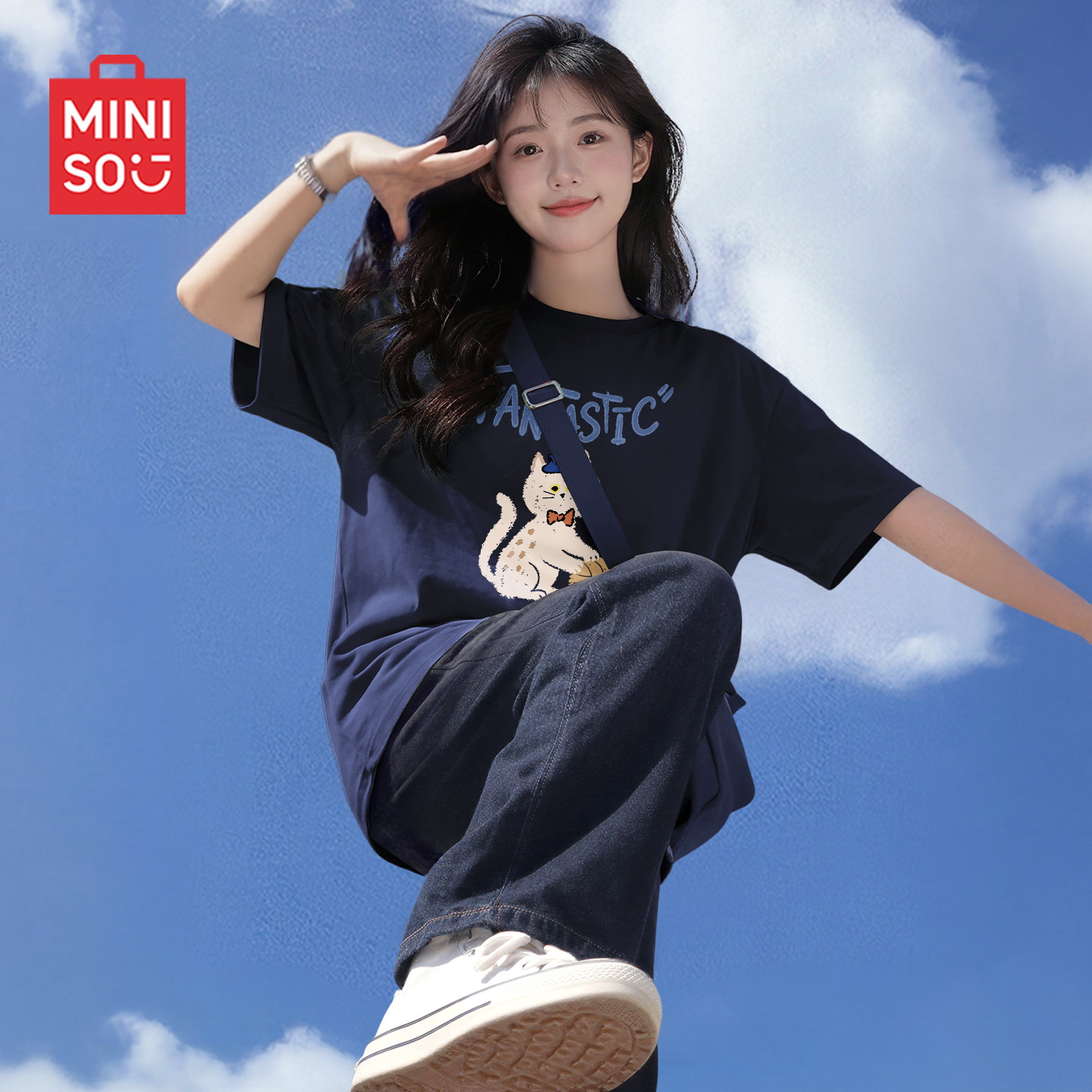 名创优品t恤女短袖2026新款夏季穿搭纯棉宽松半袖女生漂亮的衣服D