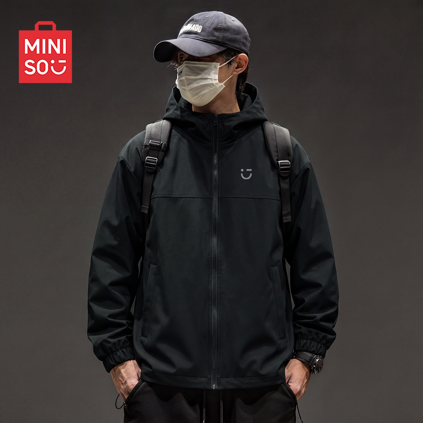 MINISO/名创优品美式休闲外套男秋季青少年防风户外运动冲锋夹克Y