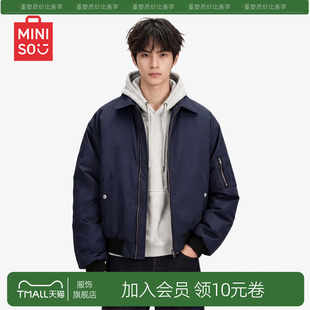 名创优品教练外套男生秋季新款翻领美式潮牌底特律拉链谷仓夹克Y