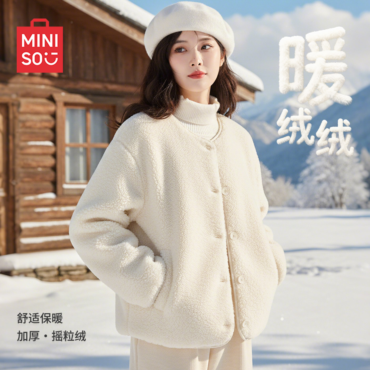 名创优品摇粒绒小香风外套女新款