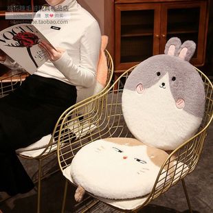 黑猫圆形毛绒坐垫餐记忆棉座垫学生圆凳子沙发垫教室椅垫可拆洗