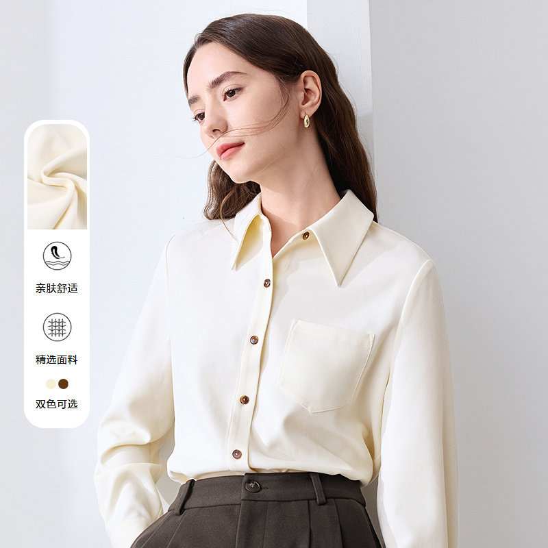 betu百图复古美拉德衬衫女长袖2025年冬季新款宽松显瘦绒面衬衣