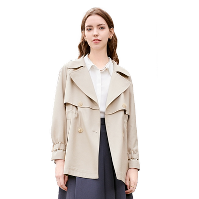 betu百图女装2025年秋季新款收腰小个子英伦风中长款风衣外套