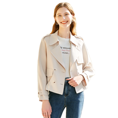 betu百图风衣外套女宽松百搭小个子短款高级感2025年秋新款