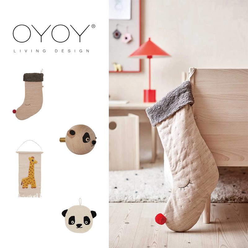 oyoy新款儿童房卧室北欧风挂毯装饰圣诞袜熊猫衣挂钩柜门拉手把手