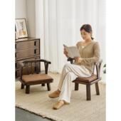 中式 实木超矮无腿靠背椅子床上炕凳榻榻米飘窗扶手木椅子茶室坐椅