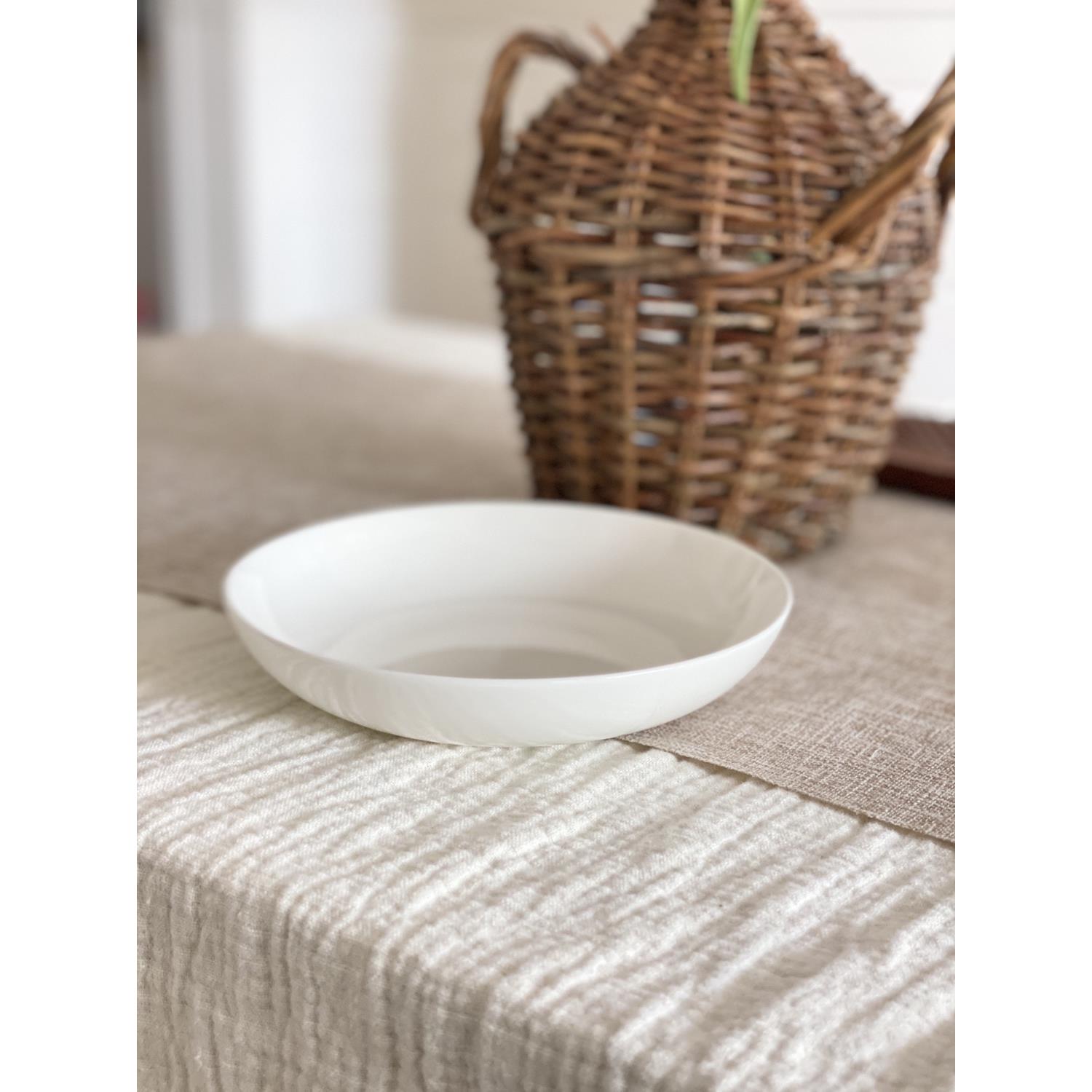 出口纯白高温高骨瓷7寸汤盘7.5寸中式菜盘沙拉盘洗碗机适用