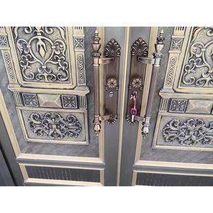 冰枫锌合金双开门大门铜门拉手 欧式别墅大拉手古铜防盗门锁把手