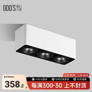 三3头射灯吸顶式 明装 免开孔全铝led斗胆筒灯家用客厅cob高显智能