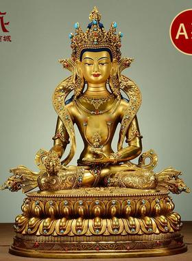 藏村全鎏金《地藏王》室内家用精工铜雕《地藏菩萨》铜佛像摆件