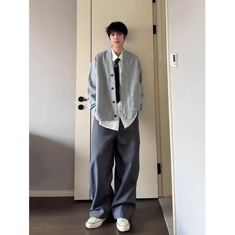 日系简约纯色华夫格针织开衫男女休闲百搭外套潮流513AKS2207P43,男装针织衫/毛衣,星座513A