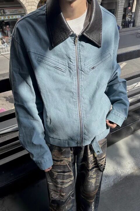 美式复古工装外套男水洗翻领宽松休闲撞色夹克513AJK2324P70,男装夹克,星座513A