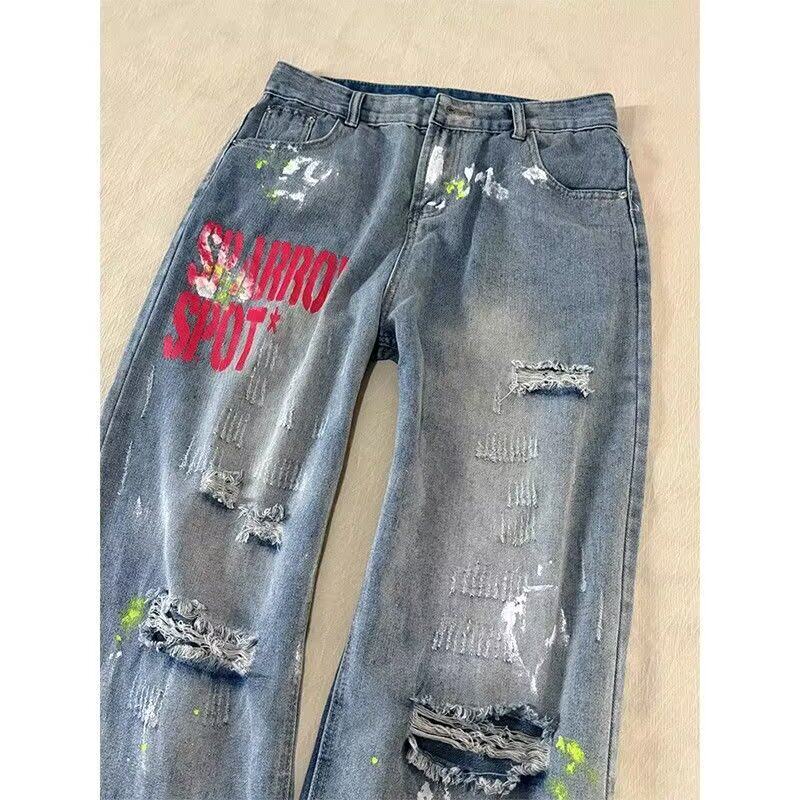 牛仔裤男美式高街弹力印花破洞潮牌时尚长裤513ACK2225P49,男装牛仔裤,星座513A
