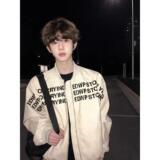 美式字母印花棒球服男廓形痞帅飞行夹克外套513AJK2140P60，男装夹克，星座513A