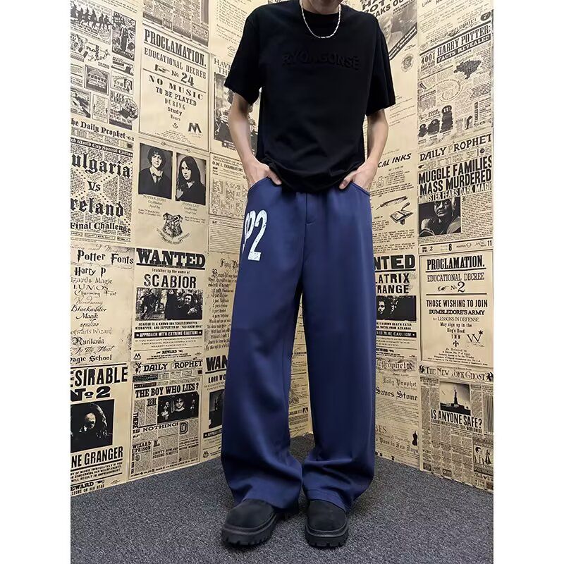 新款宽松休闲裤男韩版潮流百搭阔腿拖地长裤513ACK2101P45,男装休闲裤,星座513A