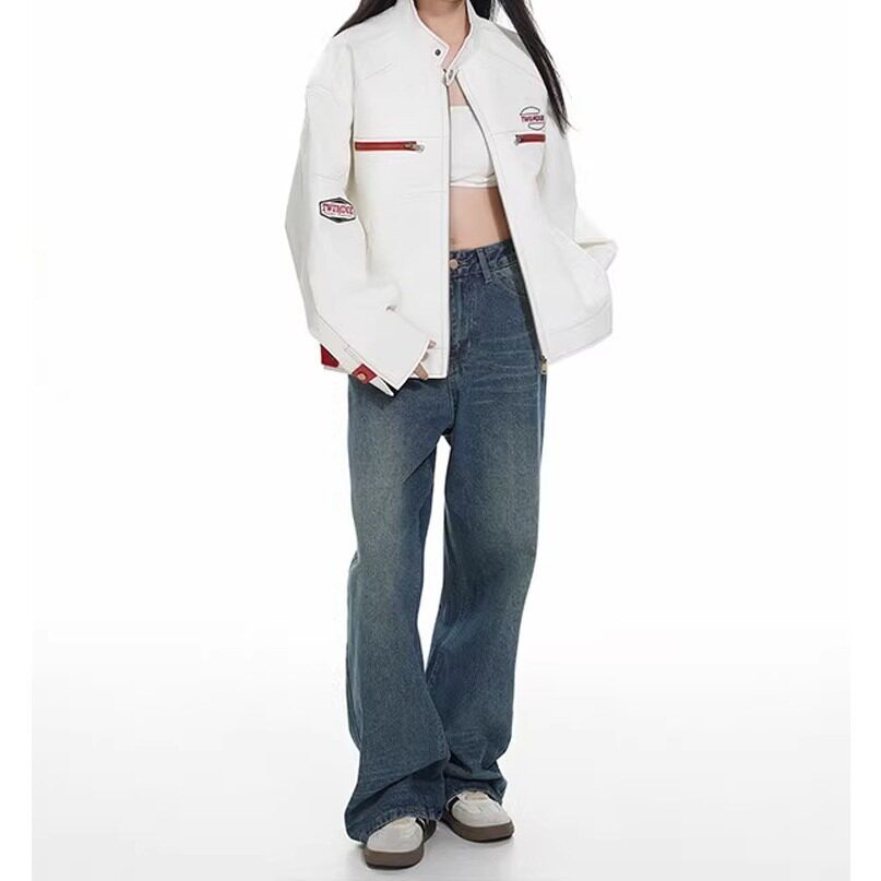 美式短款赛车服pu皮刺绣外套皮衣夹克513PY2323P63,男装皮衣,星座513A