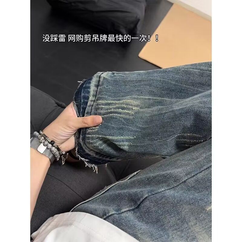 闪电纹蓝牛夏季牛仔裤高街潮流痞帅百搭长裤潮513ACK2104P44,男装牛仔裤,星座513A