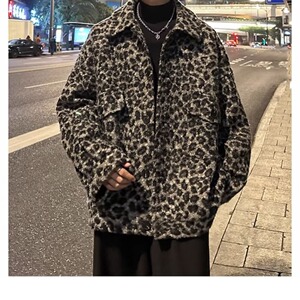 潮流日系小香风豹纹外套韩版毛呢夹克新款百搭慵懒513AJK2303P73图片
