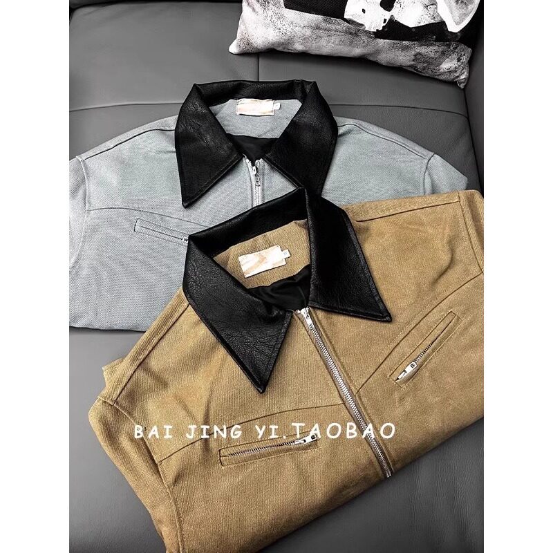 美式复古工装外套男水洗翻领宽松休闲撞色夹克513AJK2324P70,男装夹克,星座513A