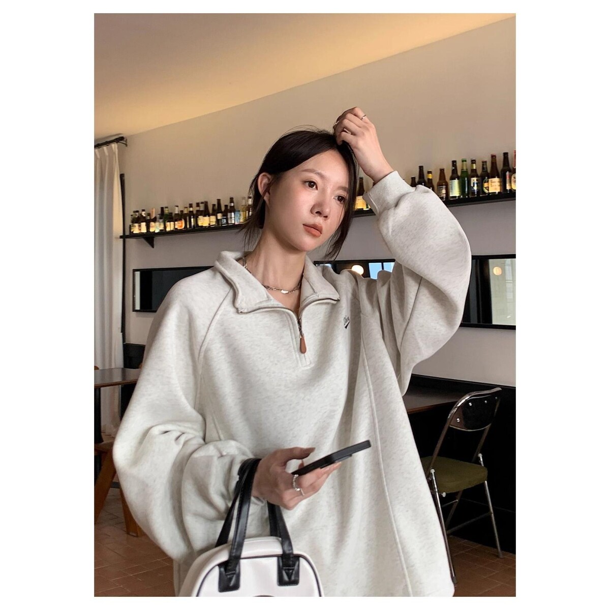 美式复古高级感半拉链卫衣男女休闲百搭刺绣外套潮513AWY2075P40,女装短外套,星座513A