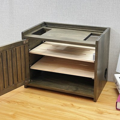 实木路由器wifi光猫机顶盒排插电线收纳盒箱桌面落地.多层置物架