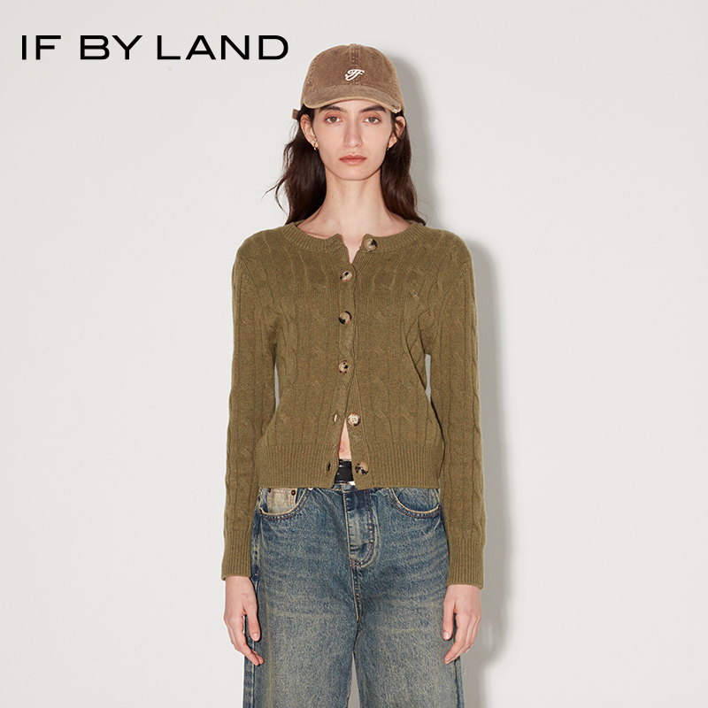 IFBYLAND麻花扭结毛衣开衫