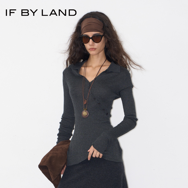 IFBYLAND深灰色斜门襟上衣