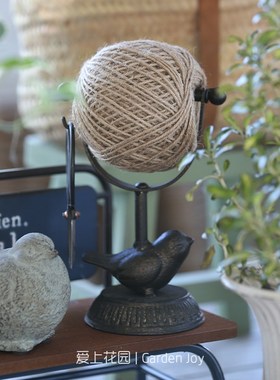 爱上花园铁艺麻绳m架小狗小鸟装饰复古杂货花园庭院客厅线轴摆件