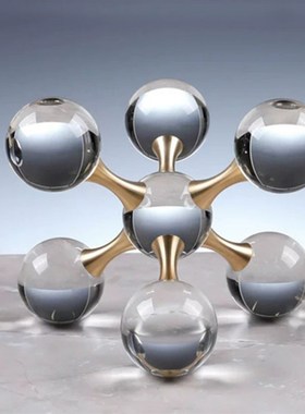 现代简约北欧水晶分子摆件创意z软装轻奢样板房客厅书房饰品摆设