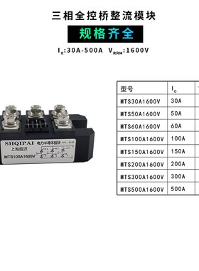 MTS100A1600V三相全控可控硅v整流桥模块30A60A150A200A300A500A