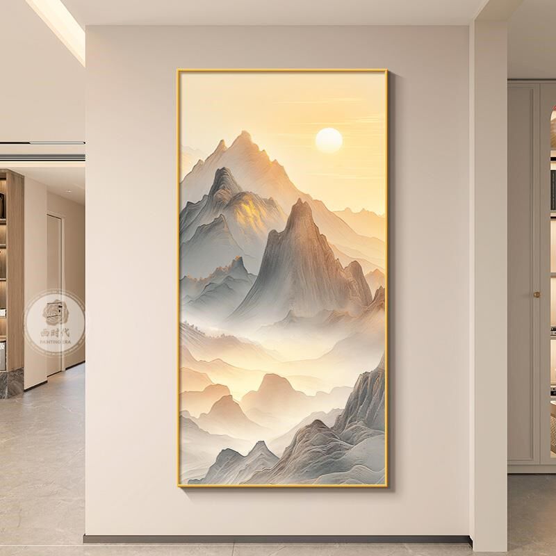 背有靠山玄关装饰画现q代简约客厅走廊过道挂画有山无水靠山图壁