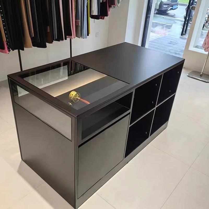 中岛台玻璃橱窗j烤漆服装店展示台收纳柜装饰柜摆件展台陈列展示
