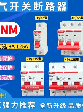 小型断路器DZ47-63家用空开保护器1P2P3P4P 16A 32A 40A 63A新款