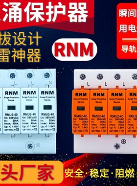浪涌防雷保护器避雷器2P 220V家用单相电涌开关光伏4P 380V40kA