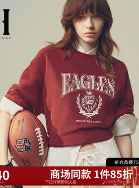 SEASON HIGH女装NFL联名25新款本命年红色休闲宽松圆领卫衣女装