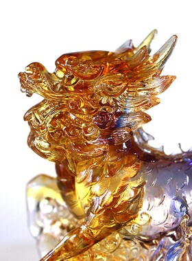 琉璃福禄麒麟风水招财摆件居家客厅办公K商铺开业送礼摆放工艺品