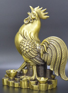 黄铜鸡摆件铜大公鸡生肖鸡中式铜器工艺品家居装饰Y品办公室摆设
