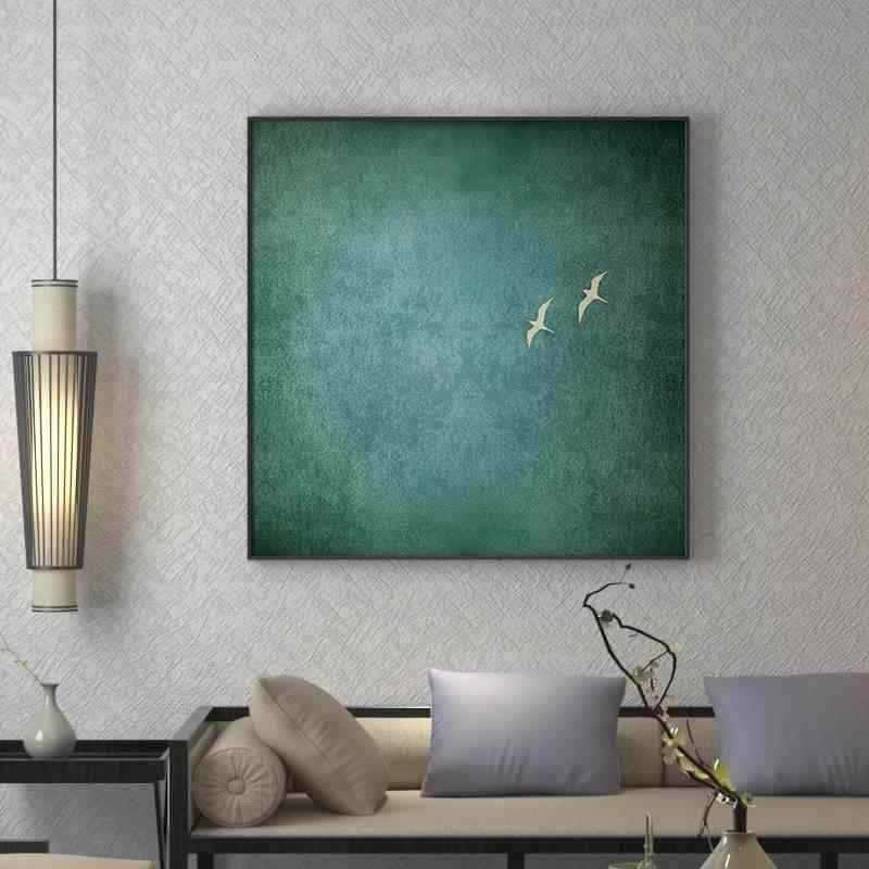 定做中式玄关饰画蓝色画极抽象z飞新鸟装方形房挂轻奢简室书商业,家居饰品,现代装饰画,淘宝优惠券,粉丝福利购,淘宝优惠卷