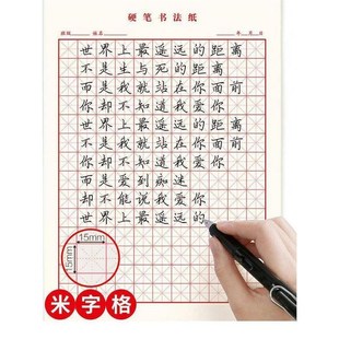王学臣中宫格练字教材硬笔书法作品纸练字帖成人凹凸X楷书井字格