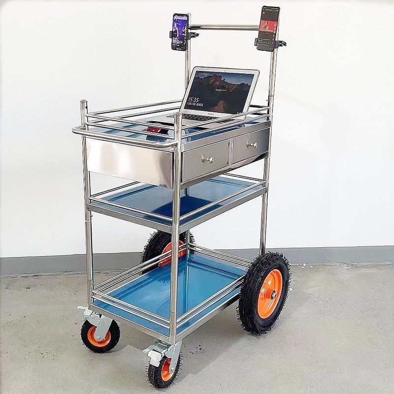 加厚网红郭有e才户外不锈钢直播车可拆卸带轮摆摊摆地摊移动小推