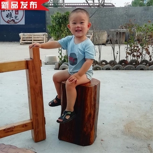 石磨木架子实木支架老榆木圆形置B物架石磨盘老石槽定e制大架子茶