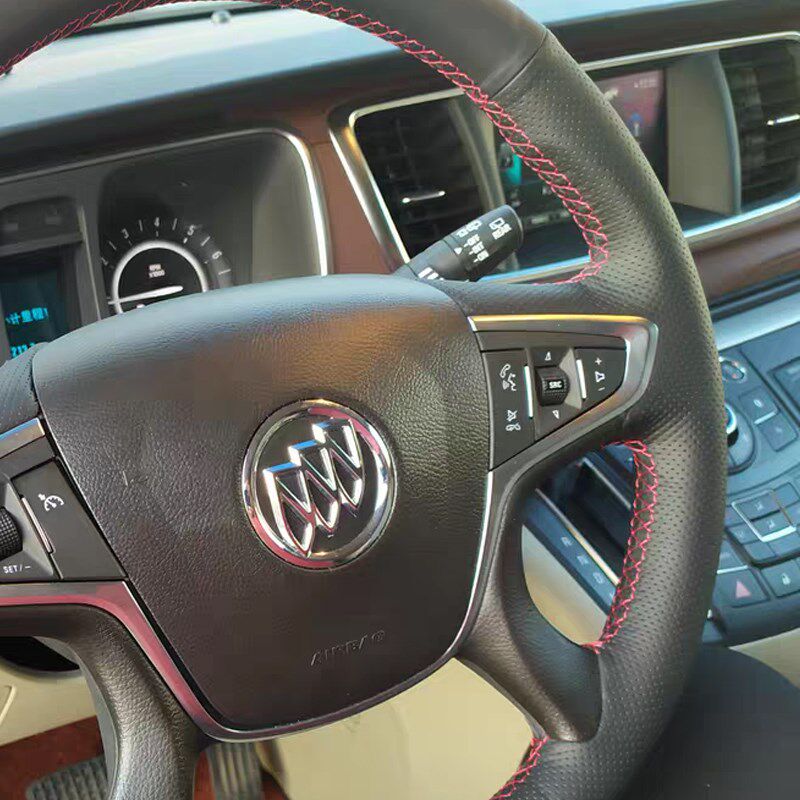 专用别克gl8方向盘套28S手缝胖E头鱼陆尊真皮冬季汽车用品改装配
