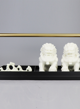 新中式提篮托盘分格盒摆件简约现代样G板房客厅茶几白狮子软装饰