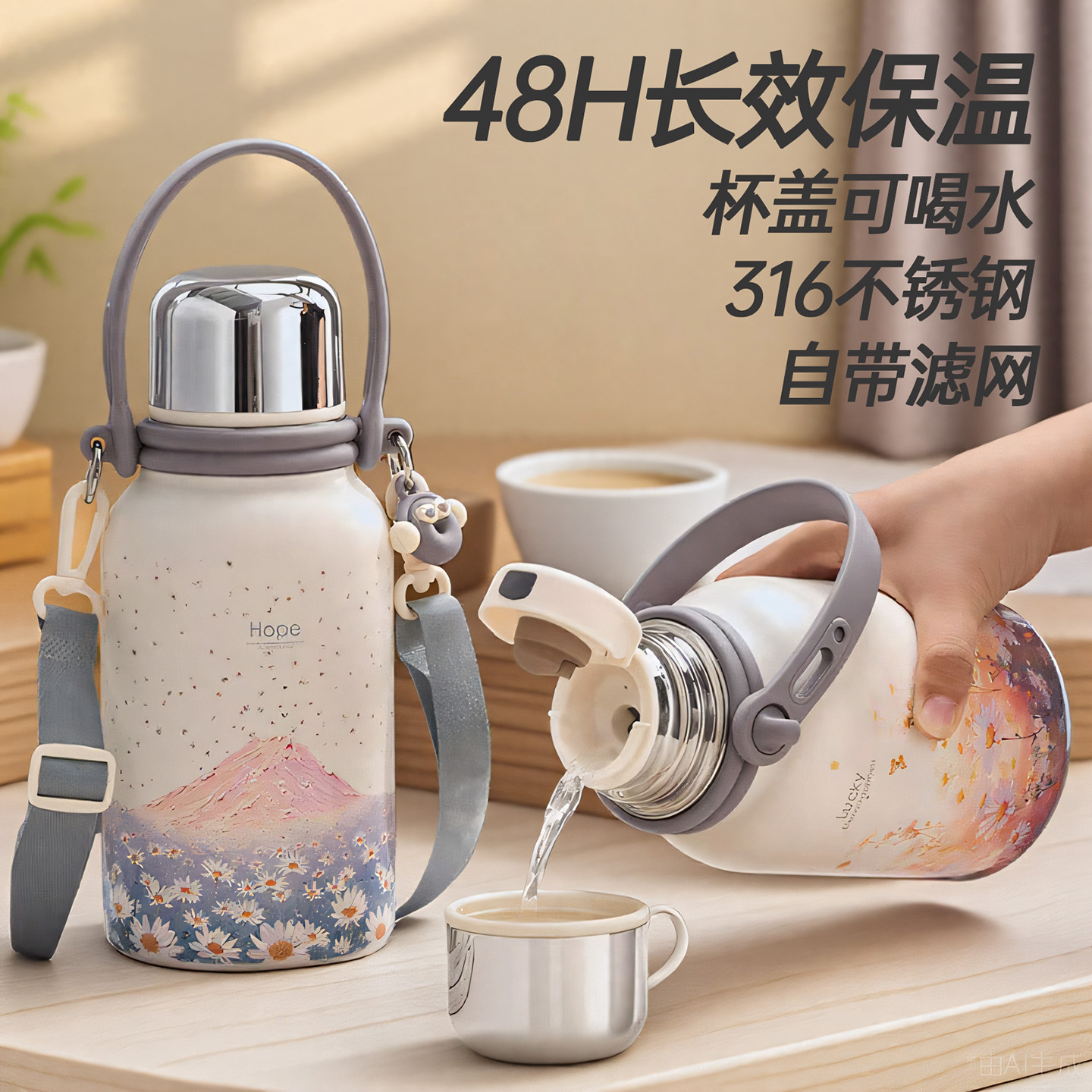 316不锈钢保温壶按压盖